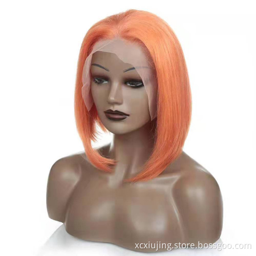 Different colored Cuticle Aligned Human Hair Wigs Short Cut Bob Lace Front Wigs Remy Human Hair